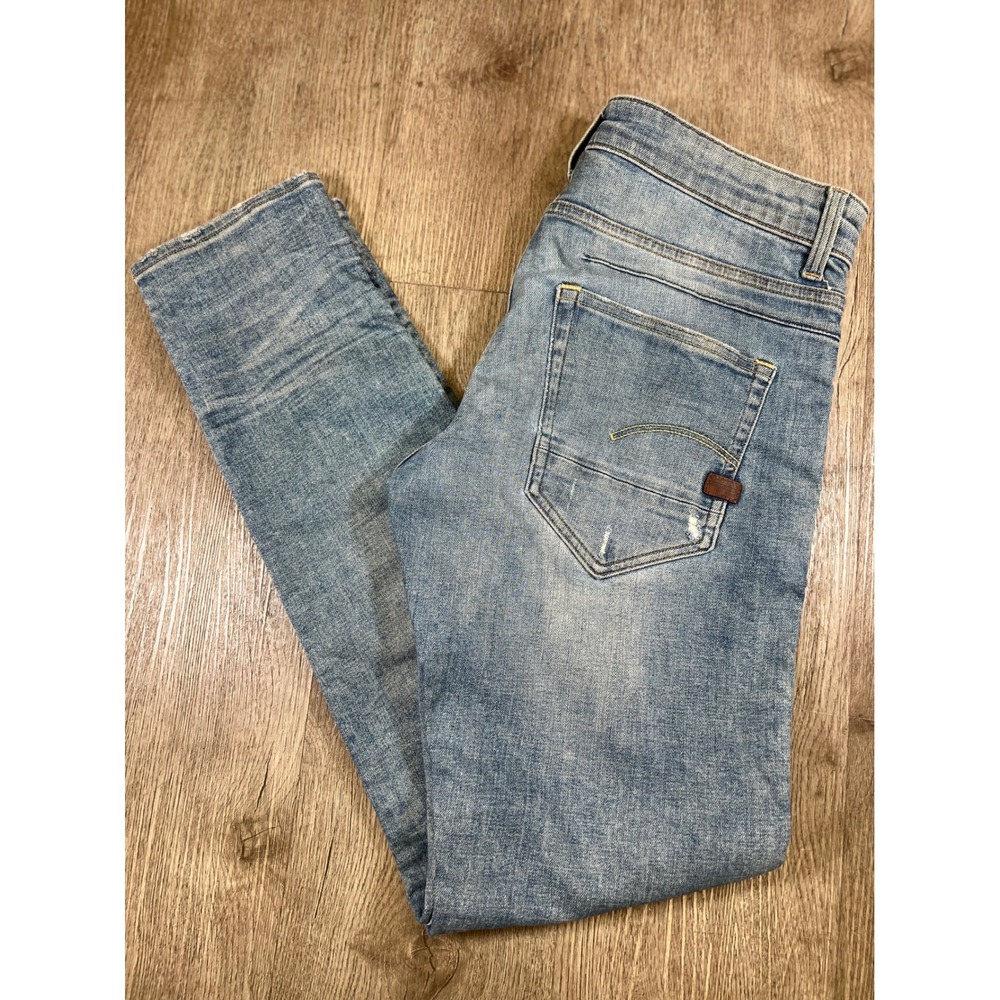 G-Star Raw D-Staq 5-Pocket Slim Tapered Jeans Light Wash Blue Distressed 33x31
